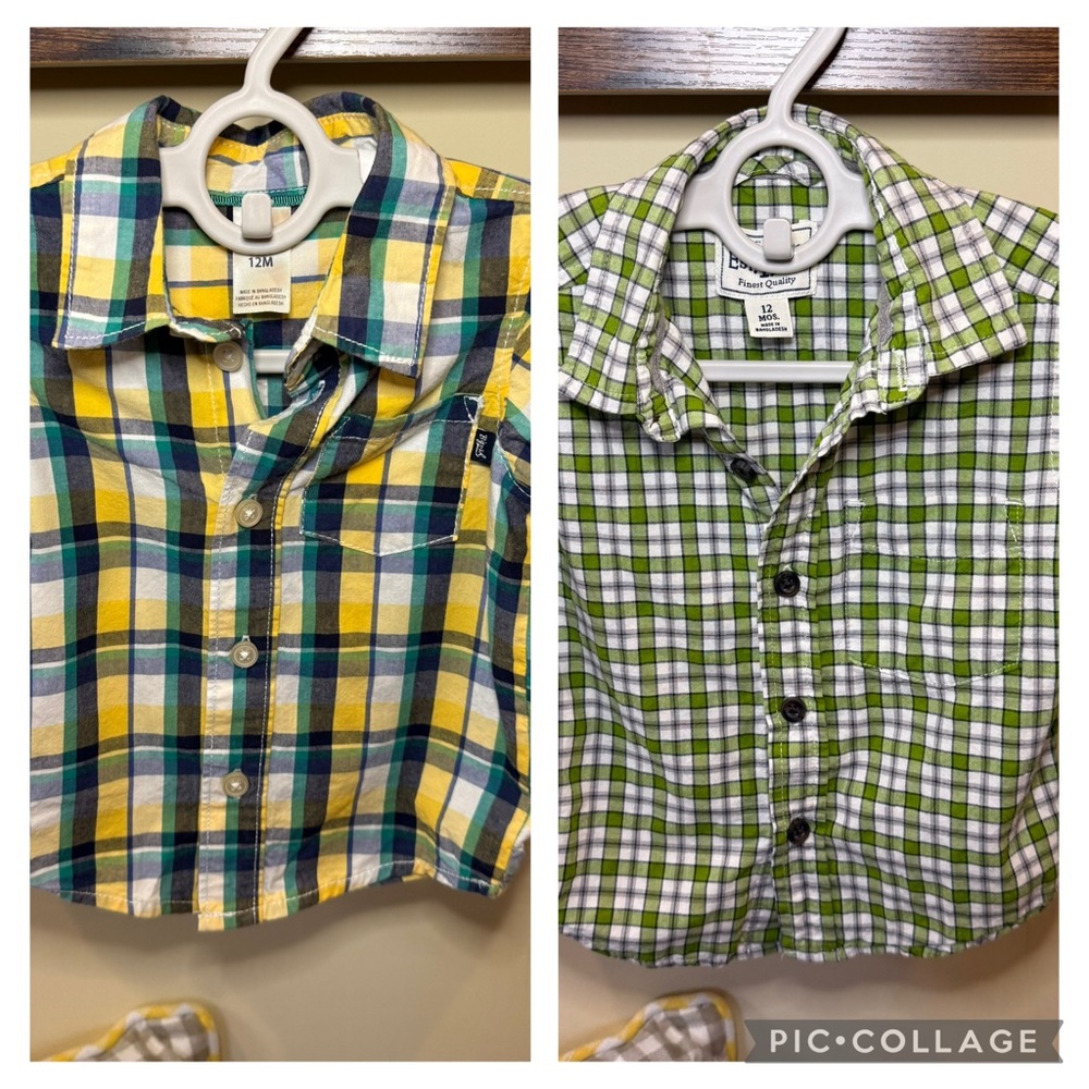 OshKosh B'gosh The Children's Place Baby Boys Plaid Shirts Size 12 Months